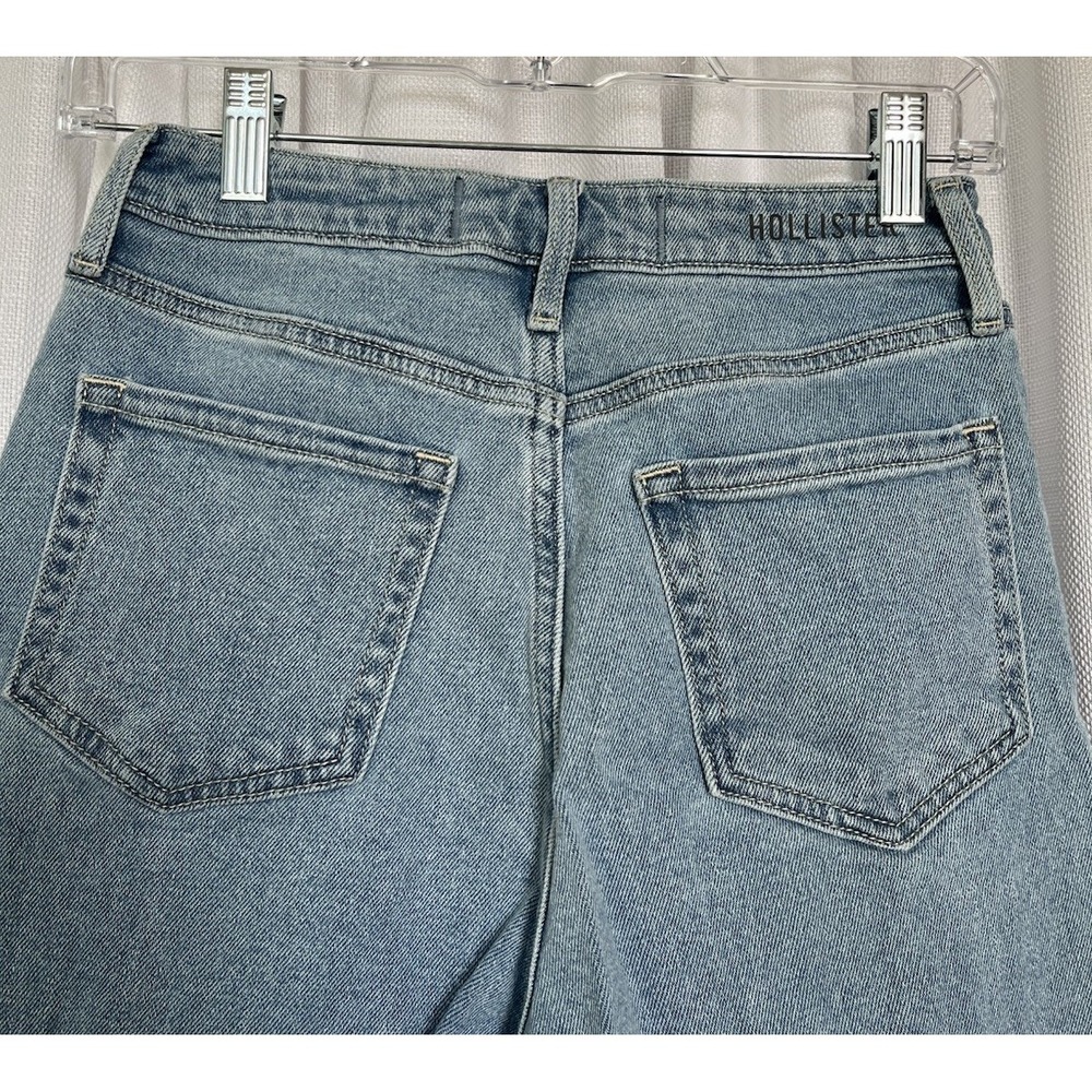 Hollister Ultra High-Rise Mom Jean Womens Sz 1S Short Light Wash Denim Doodle - Picture 6 of 8